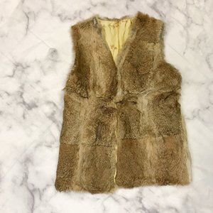 Fur Vest With Floral Embroidered Lining
